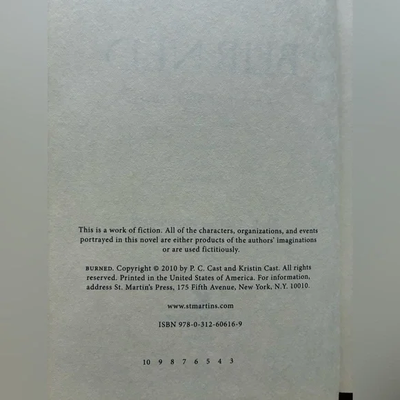 Burned: (A House of Night Novel) by P. C. Cast and Kristin Cast 2010 Hardcover - Picture 3 of 7